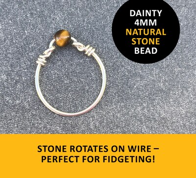 Tiger's Eye fidget ring, Little Reminder anxiety rings, natural stone, mental health gifts, warrior - image3